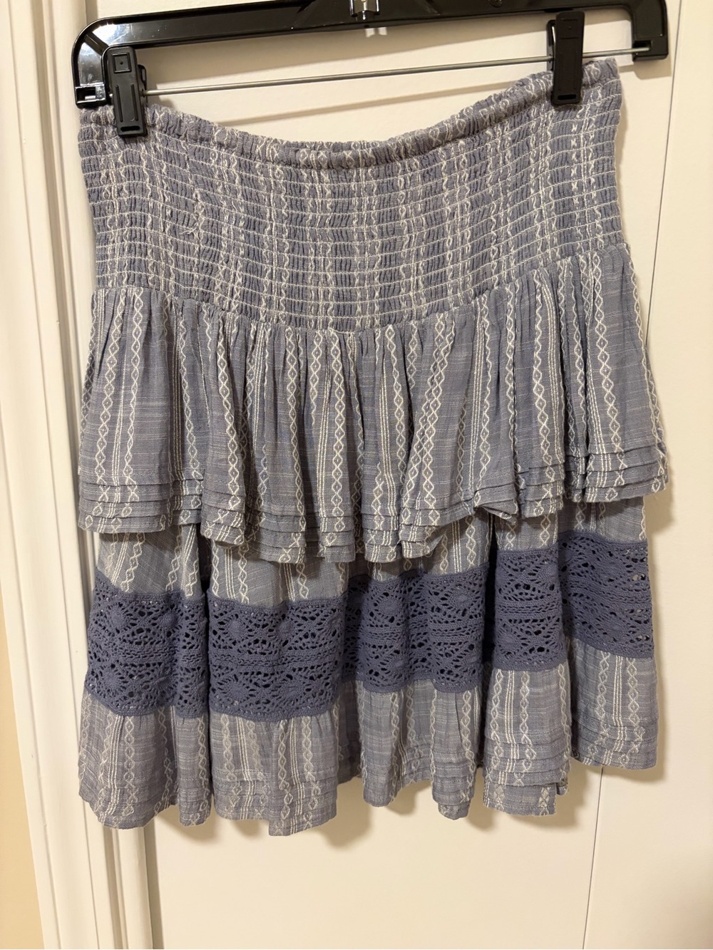 Elegant Blue and White Tiered Skirt